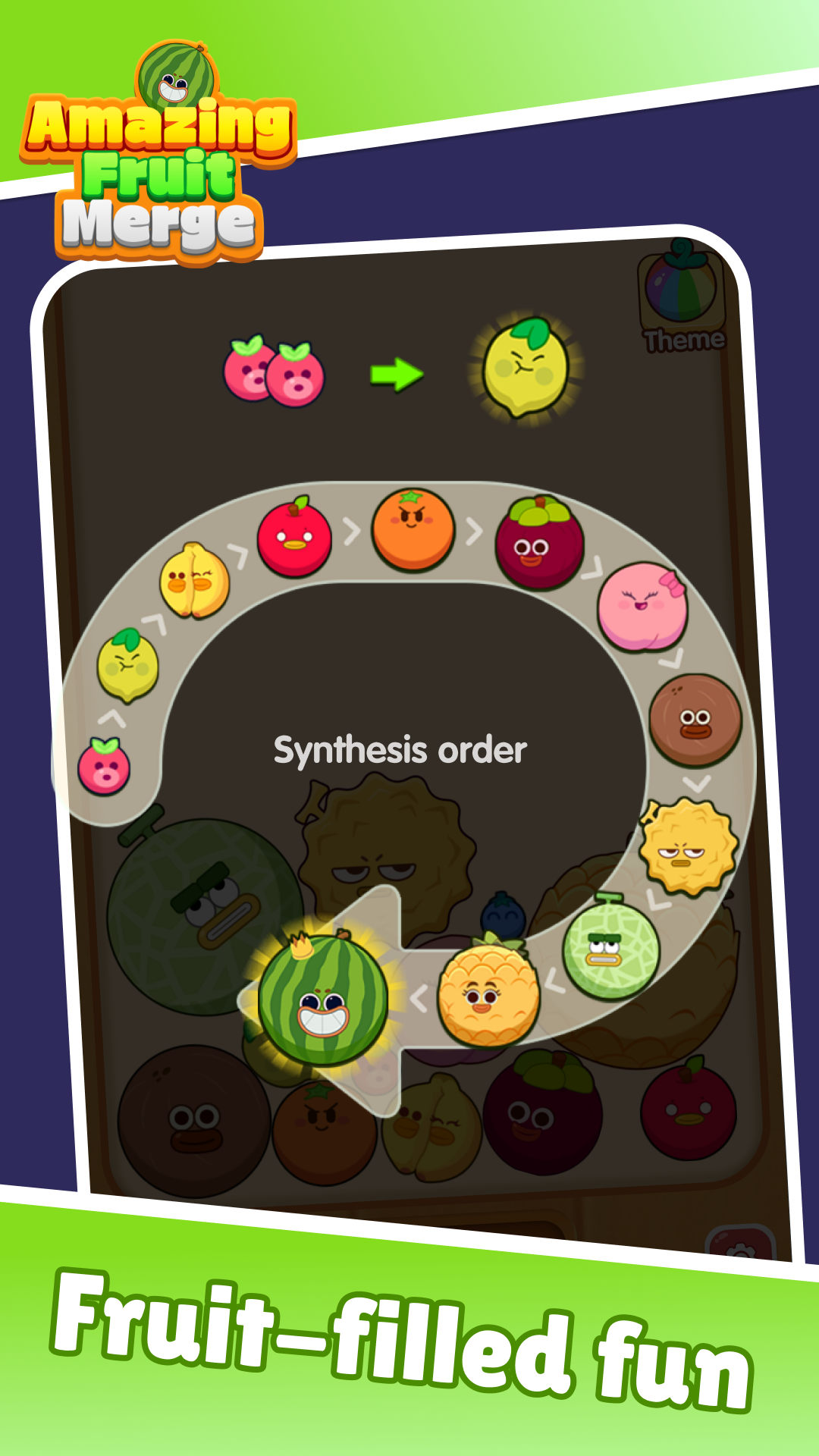 Main gameplay of Amazing Fruit Merge